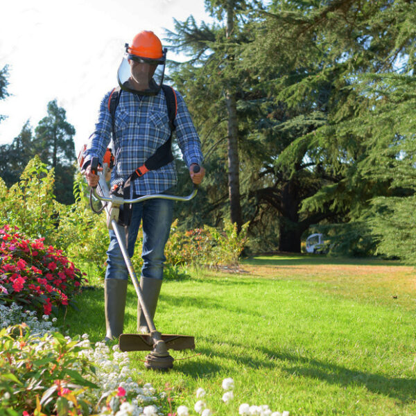 man cutting grass 2 Stripes Reflective Vests (AA12)